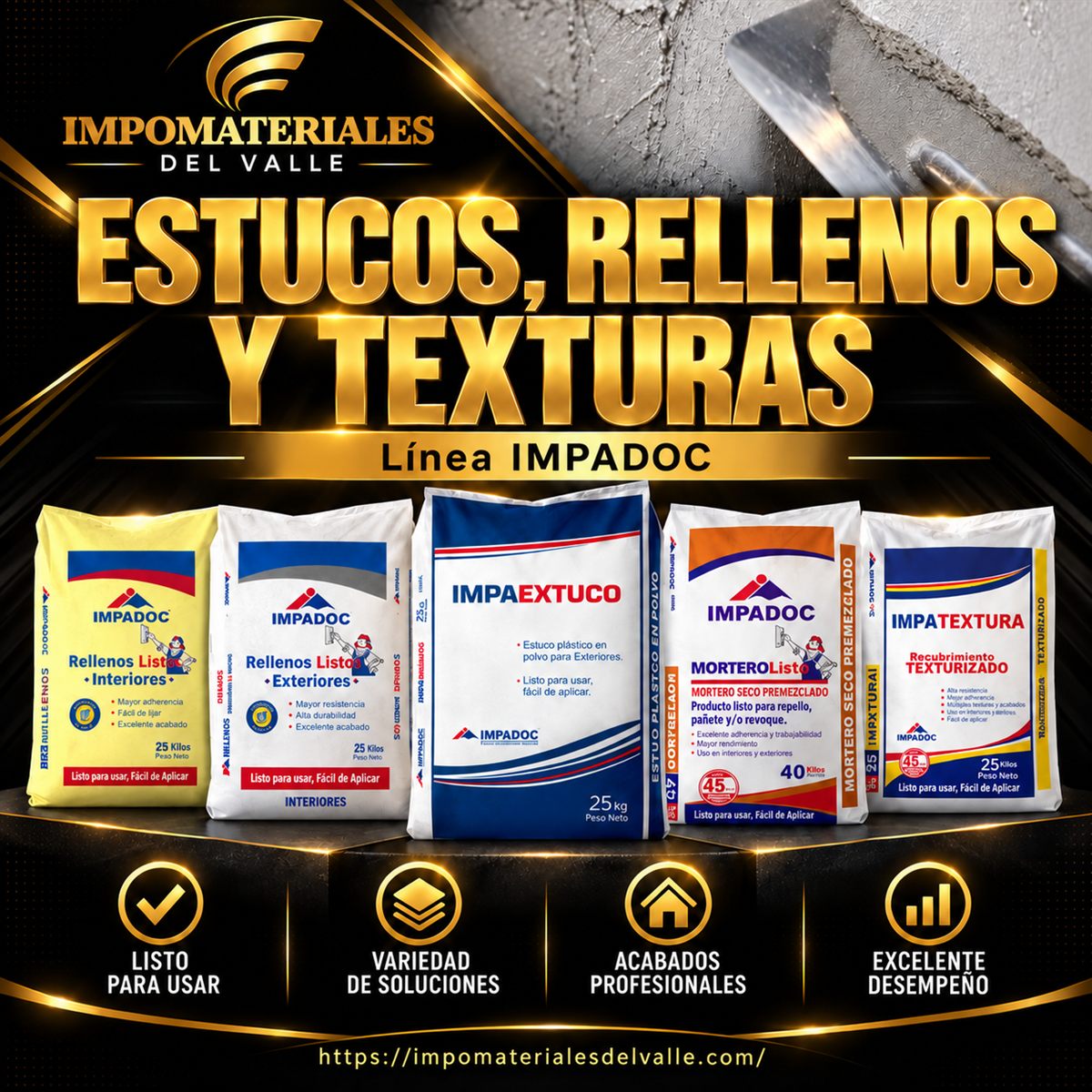 Línea Impadoc de estucos, rellenos y texturas